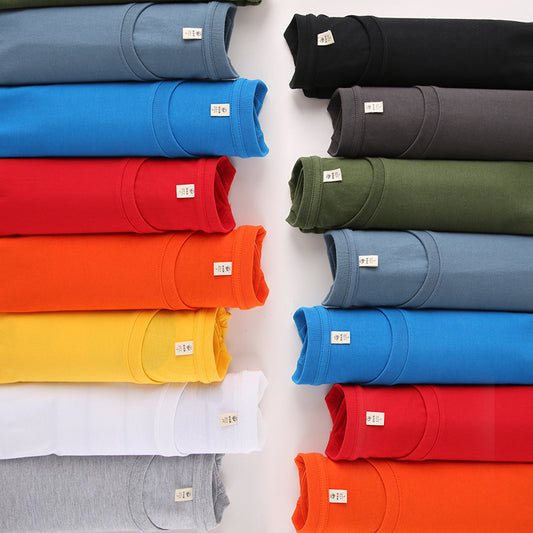 Plus Size Short-sleeved T-shirt Men's Round Neck Solid Color