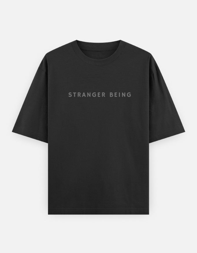 Black graphic t-shirt with Stranger Things inspired quote front