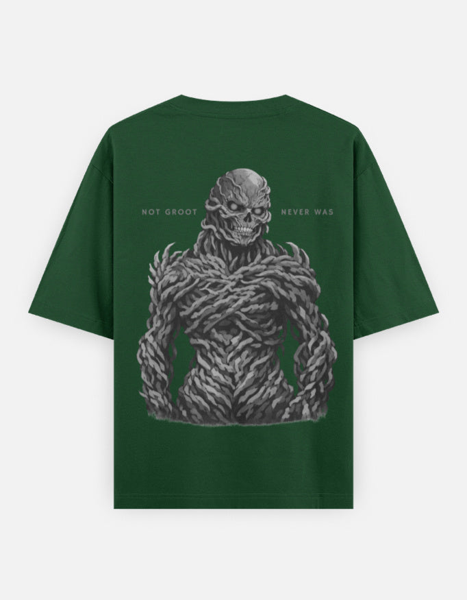 green graphic t-shirt with Stranger Things inspired vecna design back