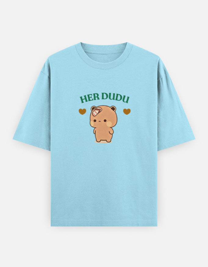 Her Dudu cute bear couple blue t-shirt for men