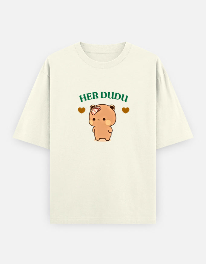 Her Dudu cute bear couple off-white t-shirt for men