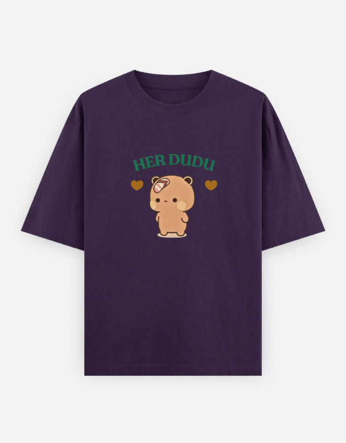 Her Dudu cute bear couple purple t-shirt for men