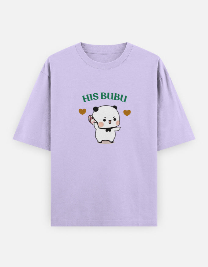 His bubu cute bear couple lavender t-shirt for women