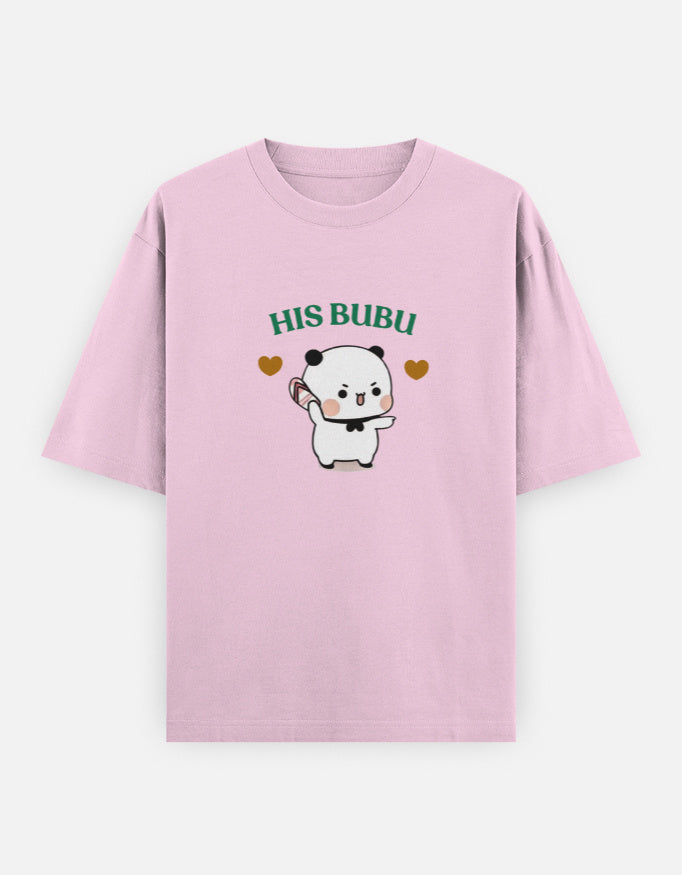 His Bubu  cute bear couple pink t-shirt for women