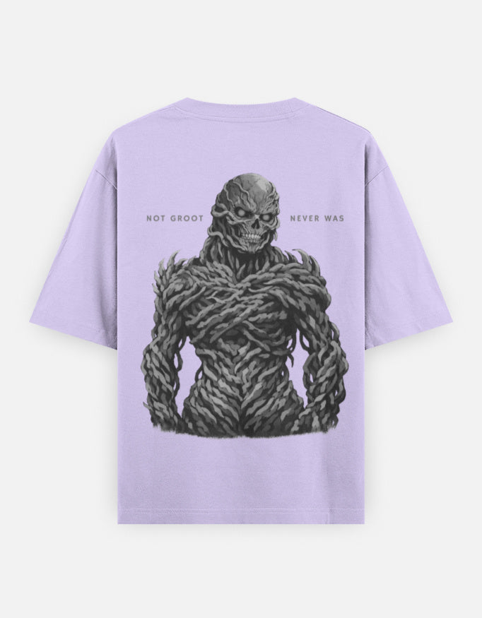 Lavender graphic t-shirt with Stranger Things inspired vena design back