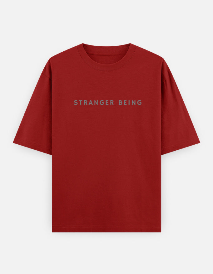 Red graphic t-shirt with Stranger Things inspired quote front